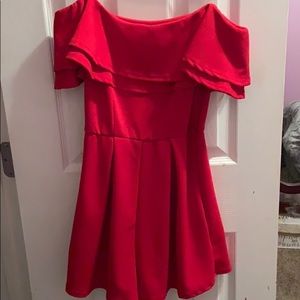 Off the shoulder red romper